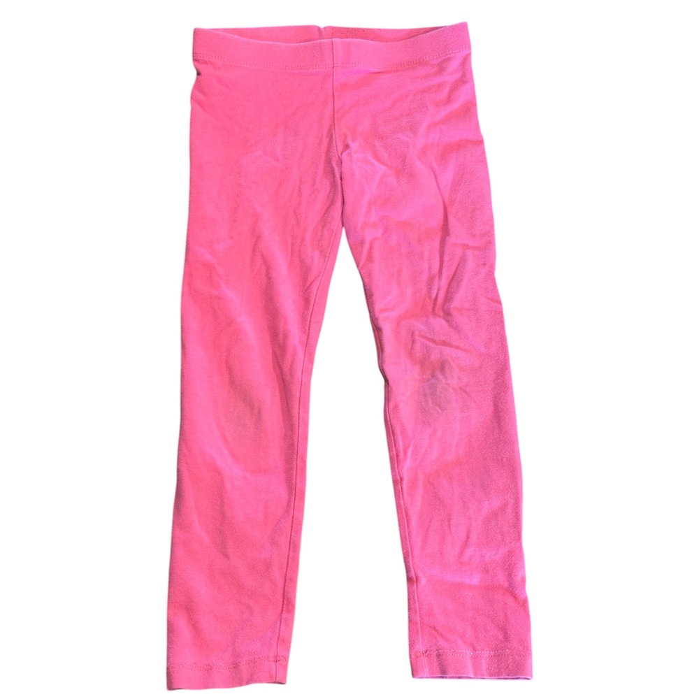 Cat & Jack Girls Pink Leggings Size XS 4/5 Solid Cotton Blend Stretchy Pants‎